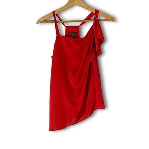 Armani Exchange Asymmetrical Red Satin Halter Top NWOT